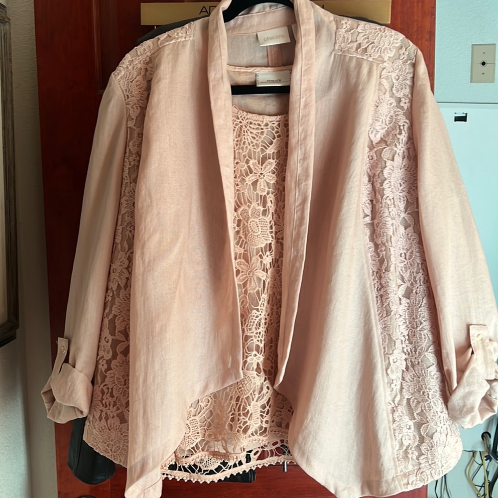 Chicos dusty rose top and jacket set